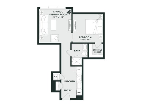 A black and white image of a floor plan for a home.